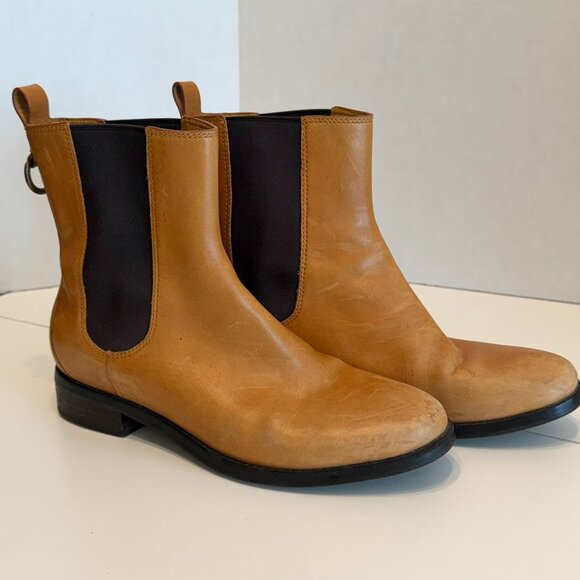 COLE HAAN Women’s Tan & Brown Pull-On Leather Ankle Boots (Women’s Size 8½ B) - Picture 12 of 13